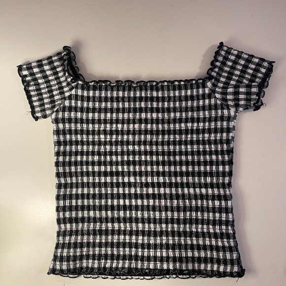 Hollister Off The Shoulder Top, Black and White, Small - Picture 3 of 5